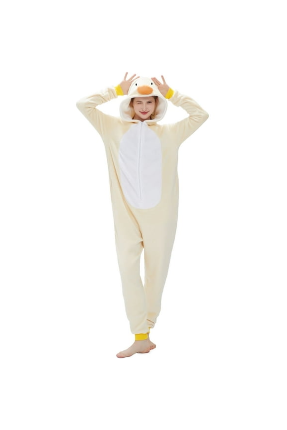 Adult Halloween One-Piece Pajamas Duck Cosplay Costume Suit for Women and Men SizeL
