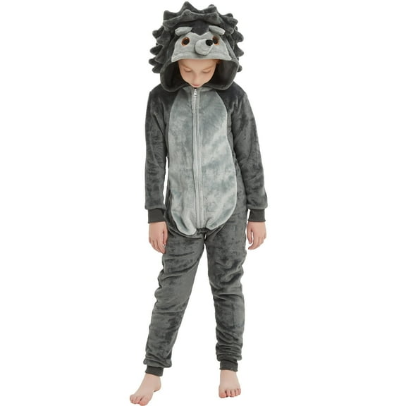 SWEETXIN Kids Hedgehog One-Piece Pajamas Halloween Snug Plush Costume Sleepwear Christmas Gifts for Girls Boys 12Years