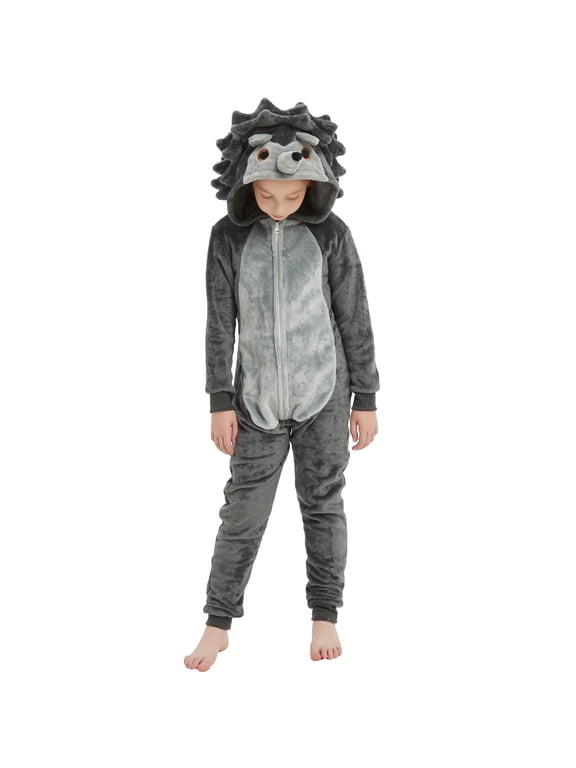 Kids Hedgehog One-Piece Pajamas Halloween Snug Plush Costume Sleepwear Christmas Gifts for Girls Boys 5T