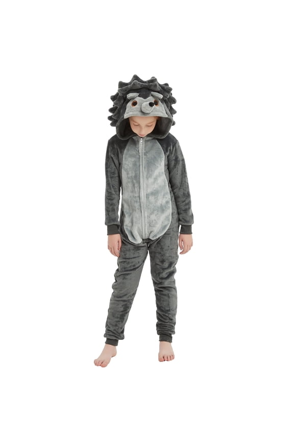 Kids Hedgehog One-Piece Pajamas Halloween Snug Plush Costume Sleepwear Christmas Gifts for Girls Boys 12Years