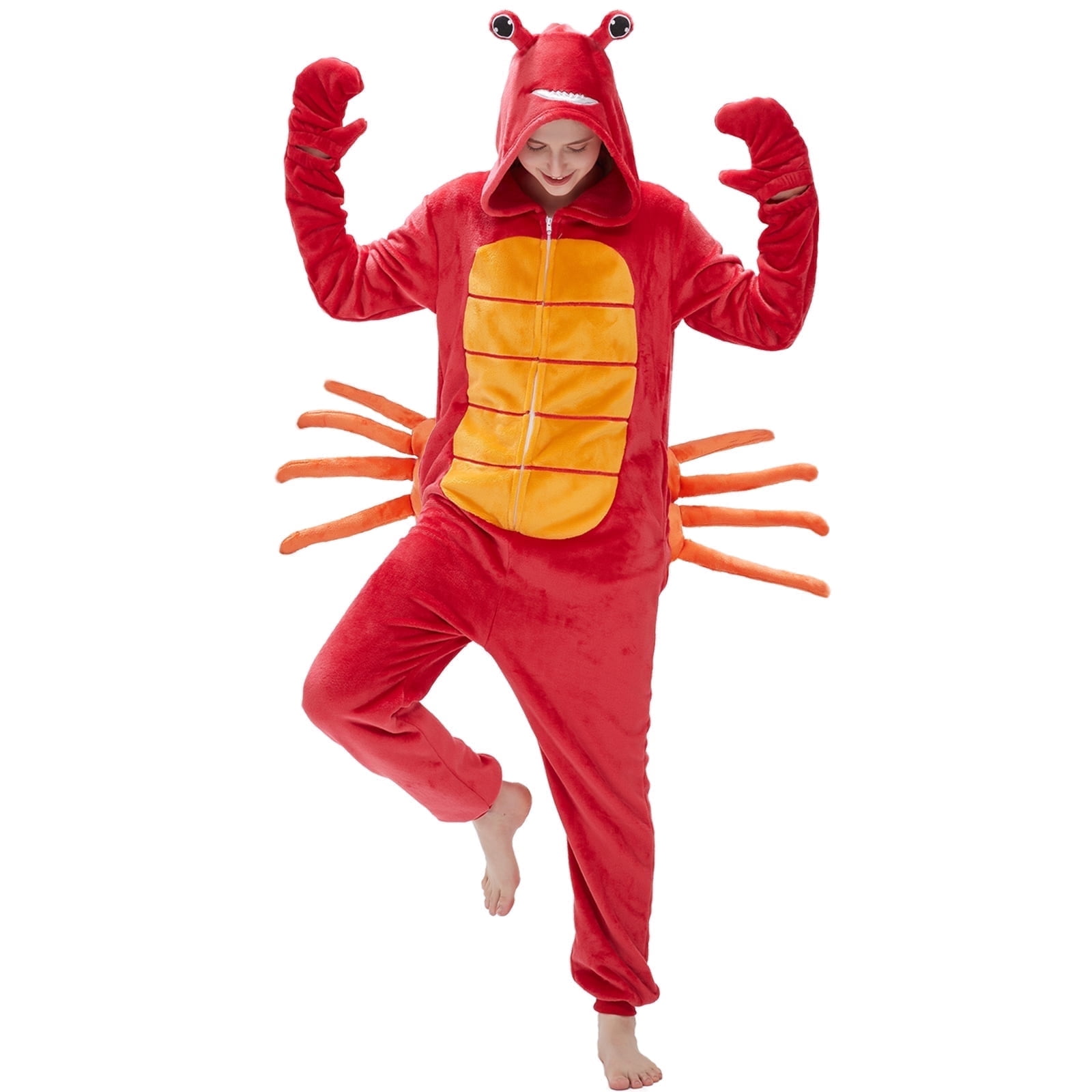 SWEETXIN Adult's Crab One-Piece Holiday Family Pajamas Halloween Costume Suit for Women and Men Jumpsuit SizeS