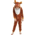 thumbnail image 1 of SWEETXIN Kids Reindeer Onesie Pajamas Halloween Plush Costume Sleepwear Christmas Gift for Girls Boys Jumpsuit 8Years, 1 of 7