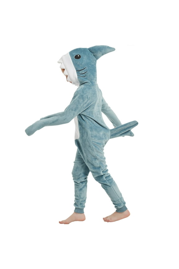 Kids Shark One-Piece Pajamas Halloween Snug Plush Costume Sleepwear Christmas Gifts for Girls Boys 6Years