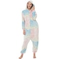 thumbnail image 1 of SWEETXIN Women's Snug Fit Cat Paws One-Piece Pajamas, Glow-in-the-Dark Tie Dye Hooded Onesies Costume SizeS, 1 of 7
