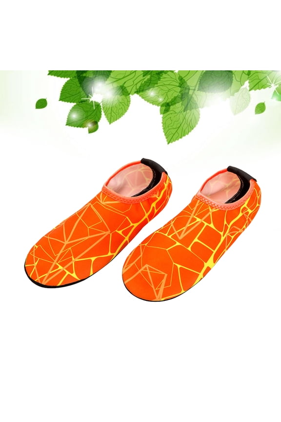 Orange Diving Socks 1 Pair Thickened Non- Quick Dry Ankle Socks for Swimming, Snorkeling, Beach and Water Sports