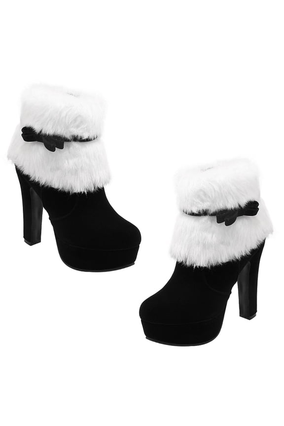 1 Pair Platform Winter Boots with Soft Microfiber Lining Comfortable Warm Footwear for Winter Party