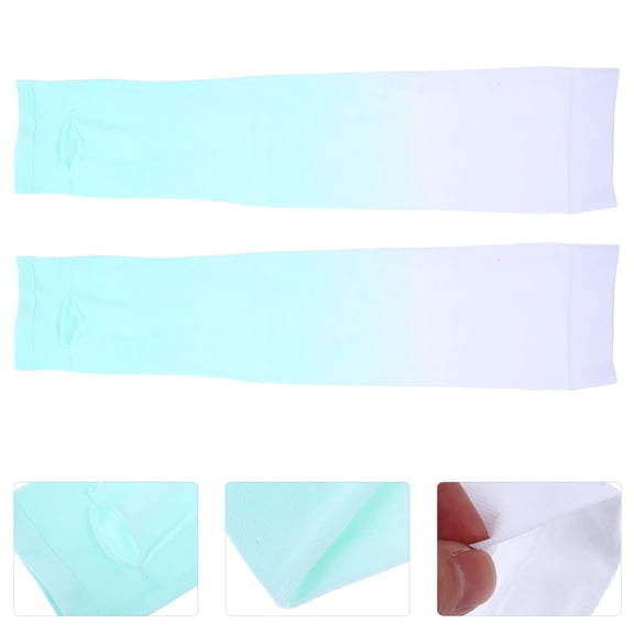 SWETRACE 1 Pair White to Green Gradient Chinlon Arm Sleeves for Women, UV Sun , Cooling Running Gear for