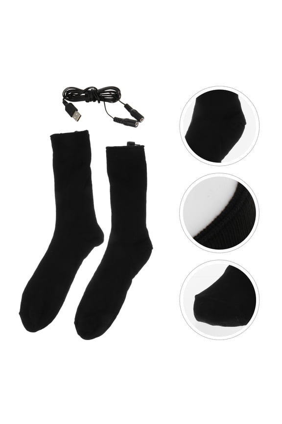 1 Pair Winter Heating Socks Black Cotton Heated Stocking for Camping Intelligent Design