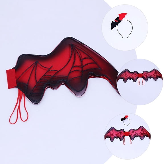 SWETRACE 1 Set Bat Wings Dress Up Accessories Red Iron Fabric Plastic Cosplay Party