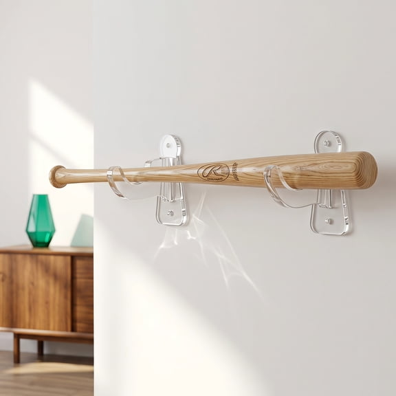 SWETRACE Clear Acrylic Baseball Bat Holder Wall Mount, 1 Set - Sports Display Rack for Home and Game Room Decor