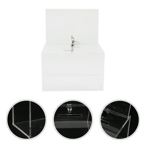 SWETRACE Voting Box With Lock Suggestion Box Transparent Plastic 1 Set Tip Collection