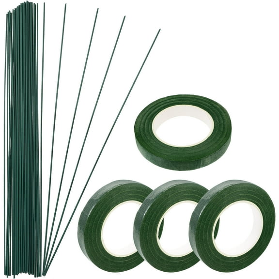 SWETRACE 1 Set Floristry Tape and Wire Flower Stems for Artificial Flowers Decorations Green