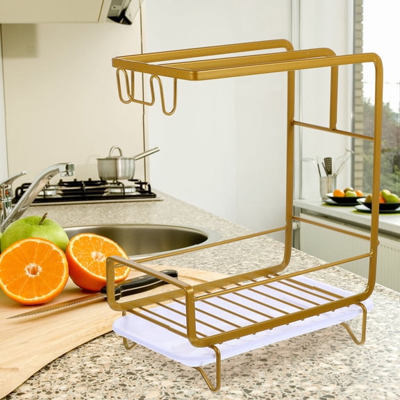 SWETRACE Kitchen Sponge Holder Set for Sink, Golden Rectangular Design, Easy Installation, Popular Choice for Home and Kitchen