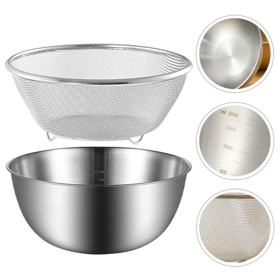SWETRACE 1Set Rice Strainer with Two Tier Drain and Water Storage for Kitchen Countertop