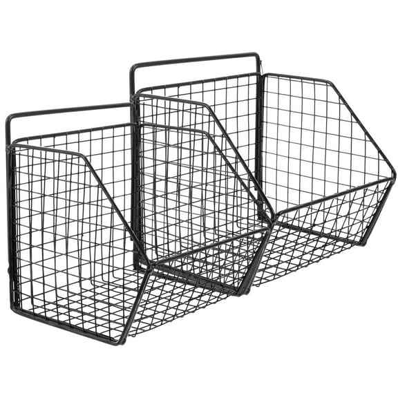 SWETRACE Wall Mounted Basket Set, Carbon Steel Kitchen Storage Organizer for Fruits, Vegetables and Home Use