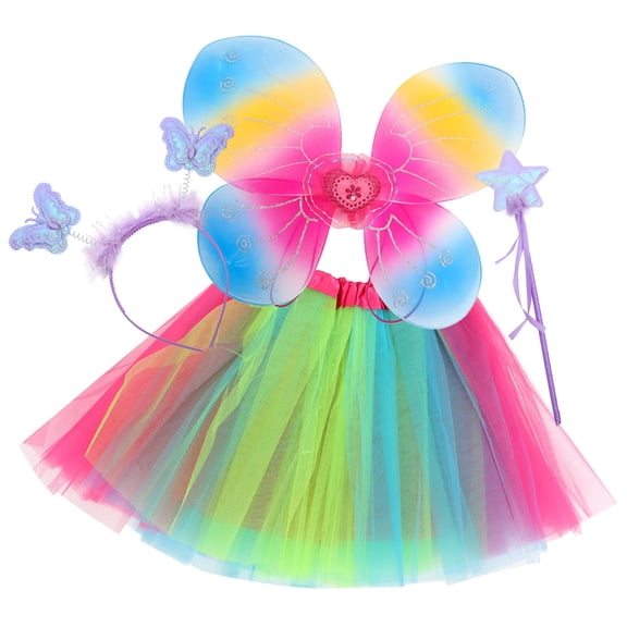 SWETRACE 1 Set of Party Butterfly Wing Set with Assorted Color Tutu Skirt for Carnival Day Party