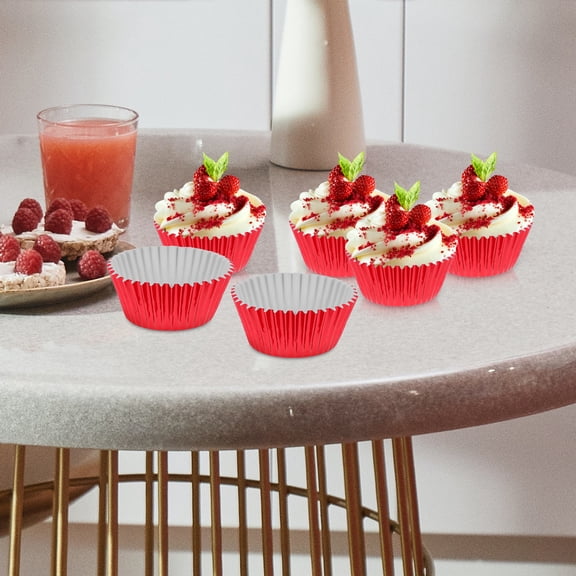 SWETRACE 100-Pack Red Paper Baking Cups with Curved Stripe Pattern for Muffins, , and Dessert Baking