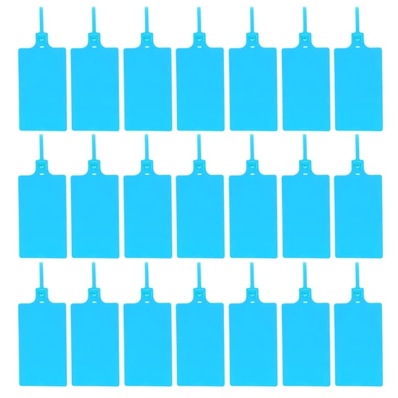 SWETRACE 100Pcs Blue Rectangular Plastic Tags with Wire for Shipping Labels Waterproof 11.6*2.3*0.2in