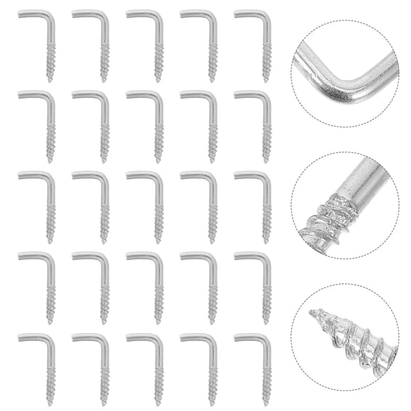 SWETRACE 100Pcs Metal Right Angle Screw Hooks L Shaped Self Tapping for Home and Outdoor Use