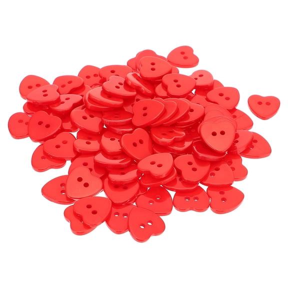 SWETRACE 100Pcs Red Heart Shape Resin Buttons for Sewing Clothes Decorative DIY Materials