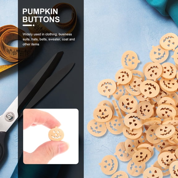 SWETRACE 100pcs Decorative Button Light Yellow Wood Pumpkin Cover for DIY Clothing Decoration