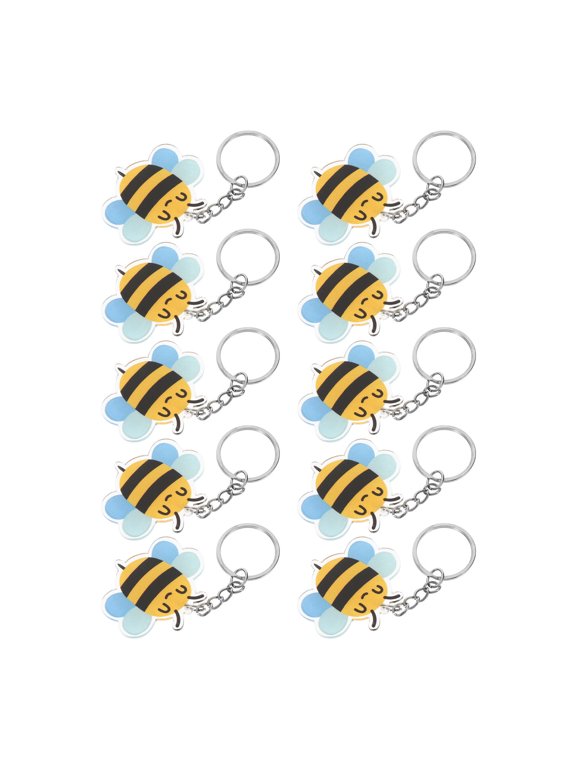 Adorable Bee Shaped Keyring Multi Color Metal Acrylic Hanging Decoration