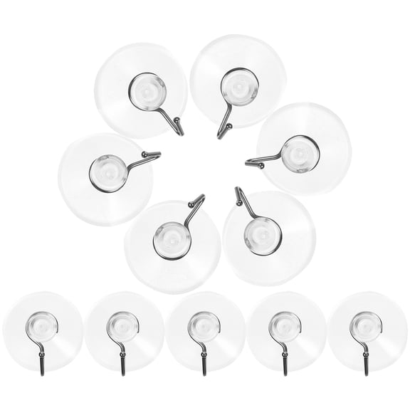 SWETRACE 10-Pack Clear Heavy Duty Cup Hooks with PVC Iron for Hanging Storage in Kitchen Bathroom Shower