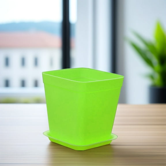 SWETRACE 10Pcs Cute Garden Pots Green Plastic Square for Home and Office Decoration 2.8x2.4x2.8in