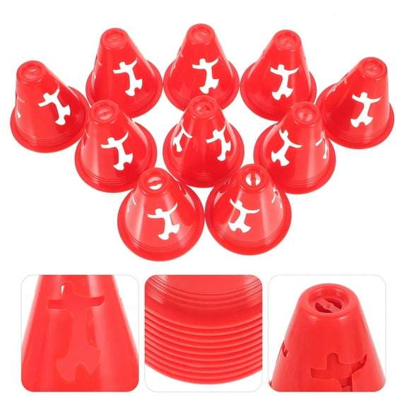 SWETRACE 10Pcs Flat Bottom Design Red PE Colored Cones for Sports