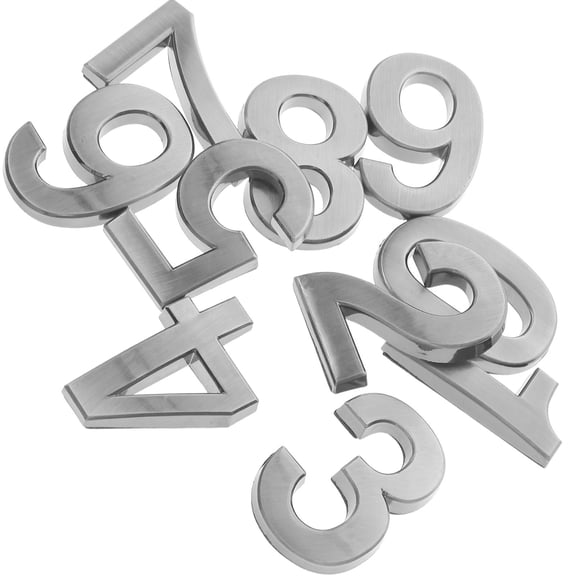SWETRACE 10Pcs House Number Set Plated Silver Stainless Steel Self Adhesive for Mailboxes, Garages, and Shops