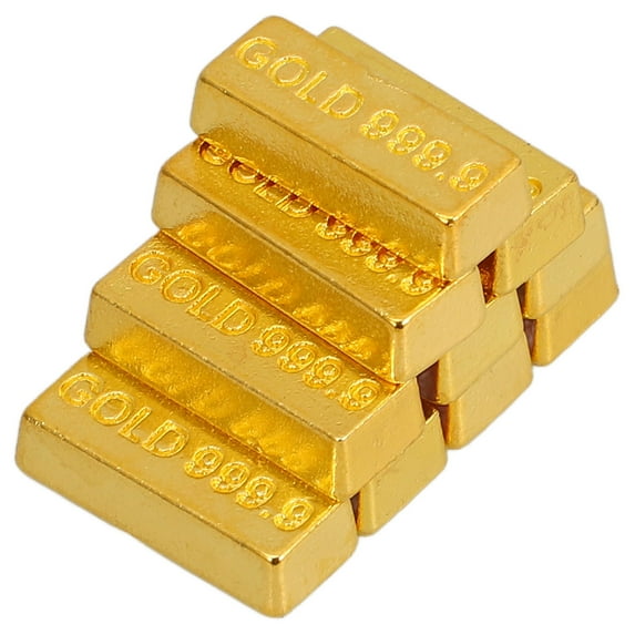 SWETRACE 10Pcs Mini Fake Gold Bar Golden Rectangular Alloy for Collectors and Hobbyists