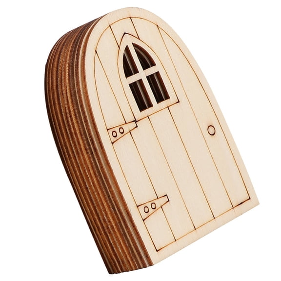 SWETRACE 10Pcs Unpainted Fairy Theme Mini Door Wooden Garden Decoration Beige