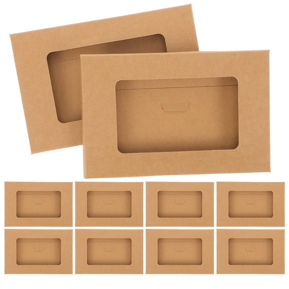 SWETRACE 10Pcs Paper Storage Box for Postcard 6.3X4.1X0.2In Light Brown Rectangular