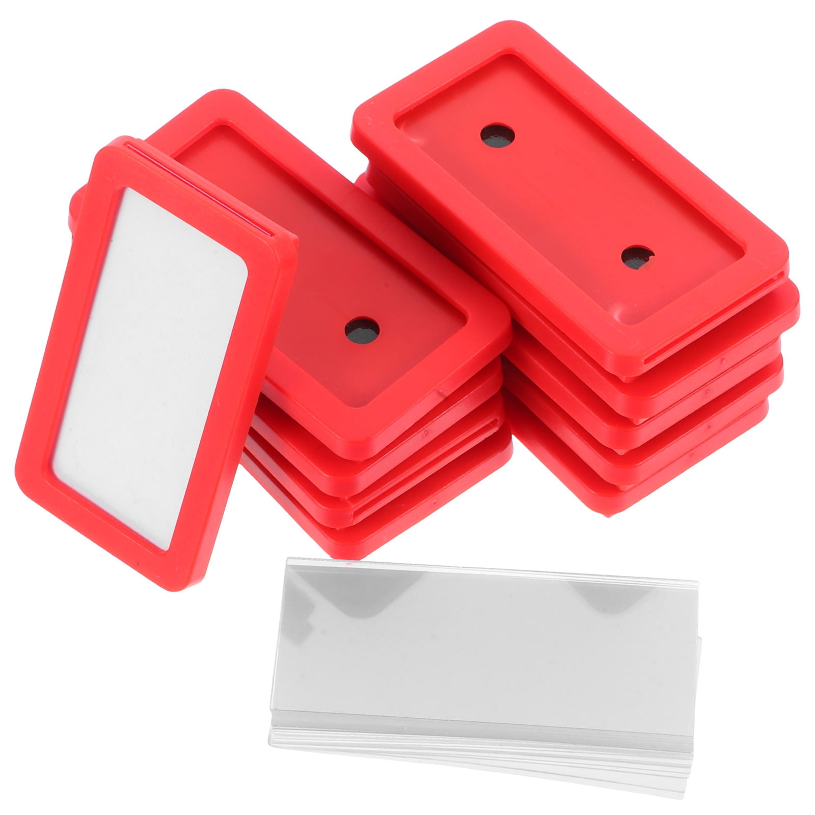 SWETRACE 10Pcs Red Magnetic Label Holders for Shelves Cabinets and Bins ...