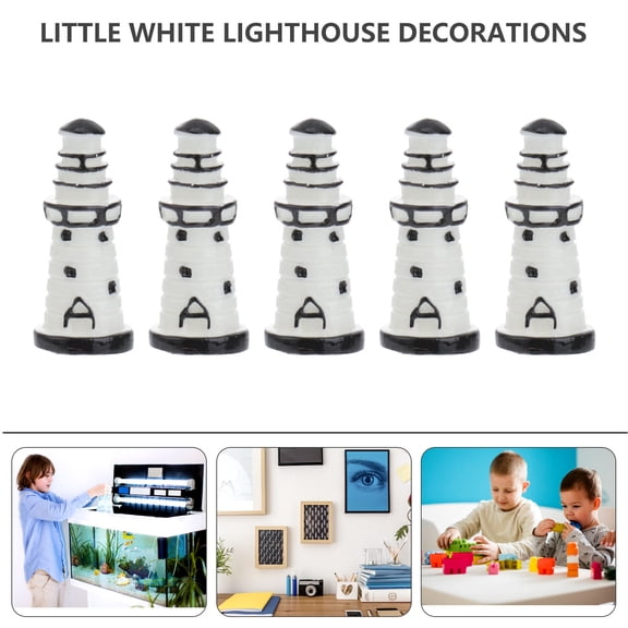 SWETRACE 10Pcs Tabletop Resin Lighthouse Sculpture Mini Figurines Assorted Color 3.1x1.4x1.4in for Holiday Village