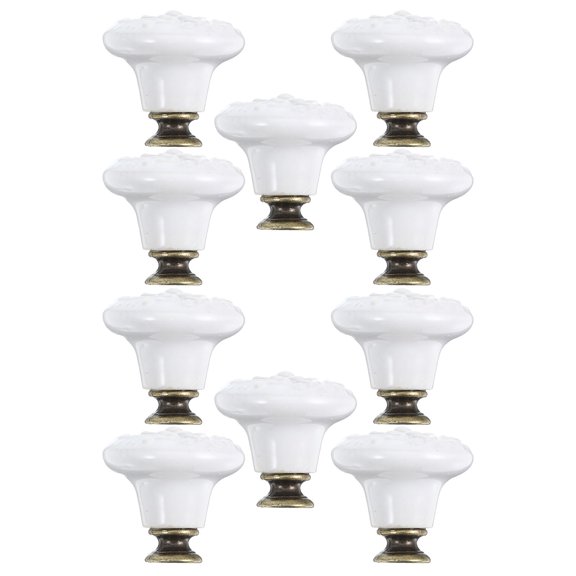 SWETRACE 10Pcs White Ceramic Cupboard Knobs Vintage Charm for Kitchen Closet Drawers
