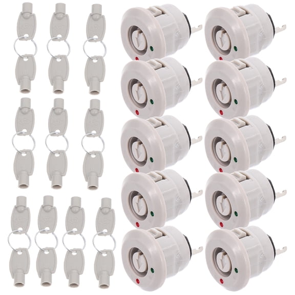 SWETRACE 10 Sets White Plastic Lock, Key Operated Reset Utility Cabinet Door Lock Replacement with Keys, Cabinet Hardware