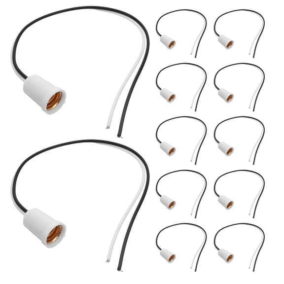 SWETRACE 12Pcs E12 Lamp Socket with Wire White Plastic Screw Base Light Fitting for DIY Lighting