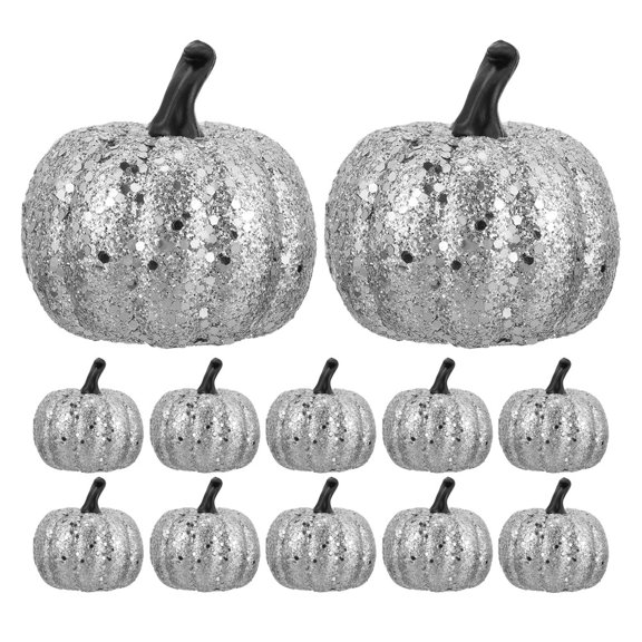 SWETRACE 12Pcs Plated Silver Lifelike Pumpkin Decor with Fine Workmanship for Holiday Scenes