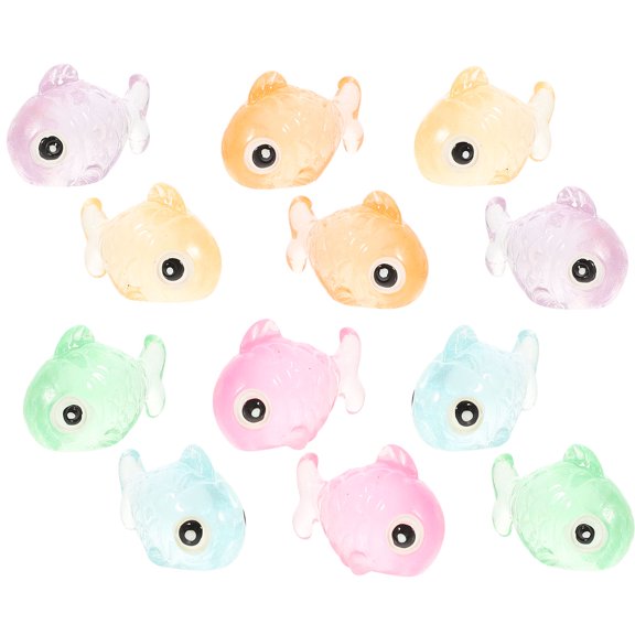 SWETRACE 12Pcs Resin Fish Figurines Glow in The Dark Fish Ornament for Home Decoration