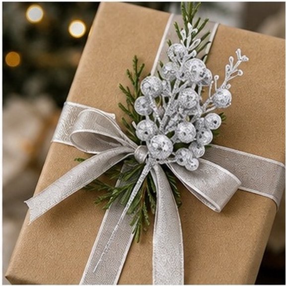 SWETRACE 12Pcs Silver Glitter Berry Stems for Festive Xmas Tree and Holiday Season Crafting