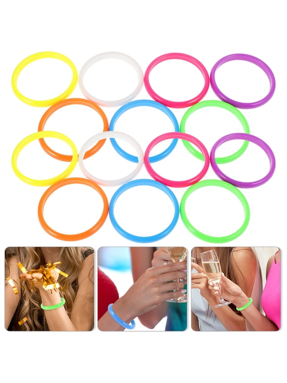 14Pcs Assorted Color Plastic Retro Bangle Bracelets for Festival Party Fashion Wristbands