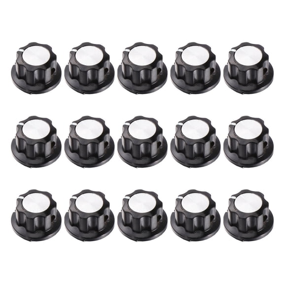 SWETRACE 15-Piece Black Knurled Potentiometer Knobs Replacement Set for Volume Control, Audio Mixer, Amplifier