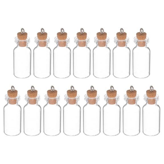 SWETRACE 15Pcs Small Transparent Glass Bottles with Cork for Wishing Notes and Party Decor