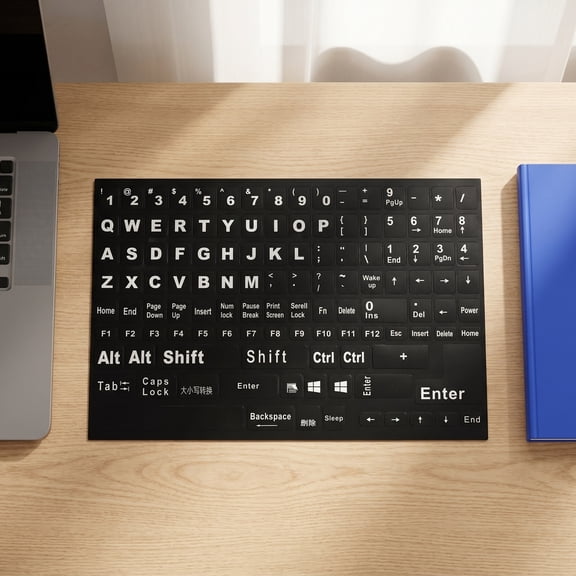 SWETRACE Black PVC Keyboard Sticker 1 Pack Universal English Letters for Computer Typing 8.3 x 5.6 x 0.04 Inches