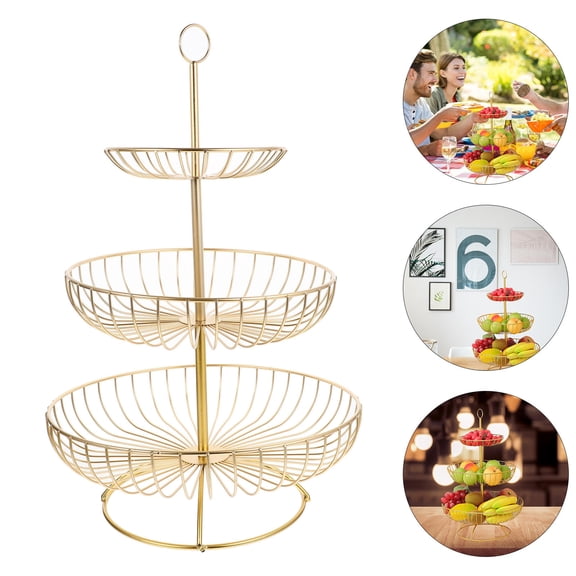 SWETRACE Kitchen Fruit Holder Stand Iron Tiered 1Pack 9.8x9.8in