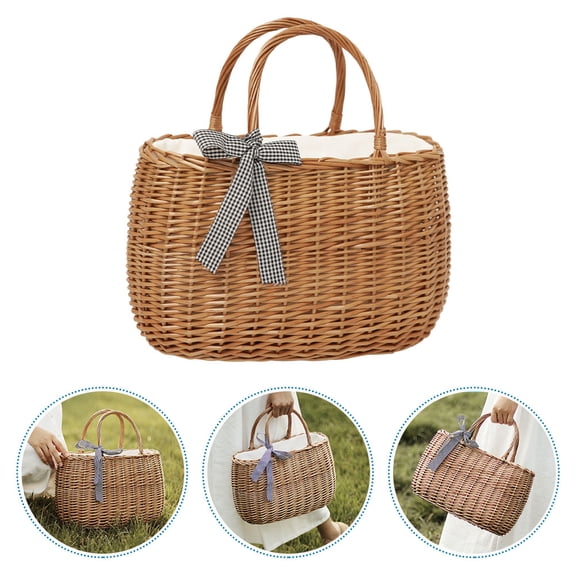 SWETRACE Handwoven Rattan Storage Basket - 1Pc Multi-Purpose Flower Holder and Organizer