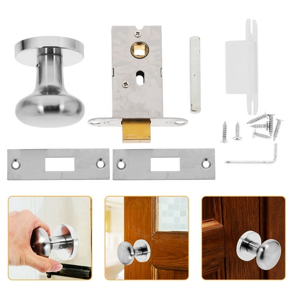 SWETRACE 1Pack Keyless Door Lock Knob in Silver for Apartment Door with Free Rotation