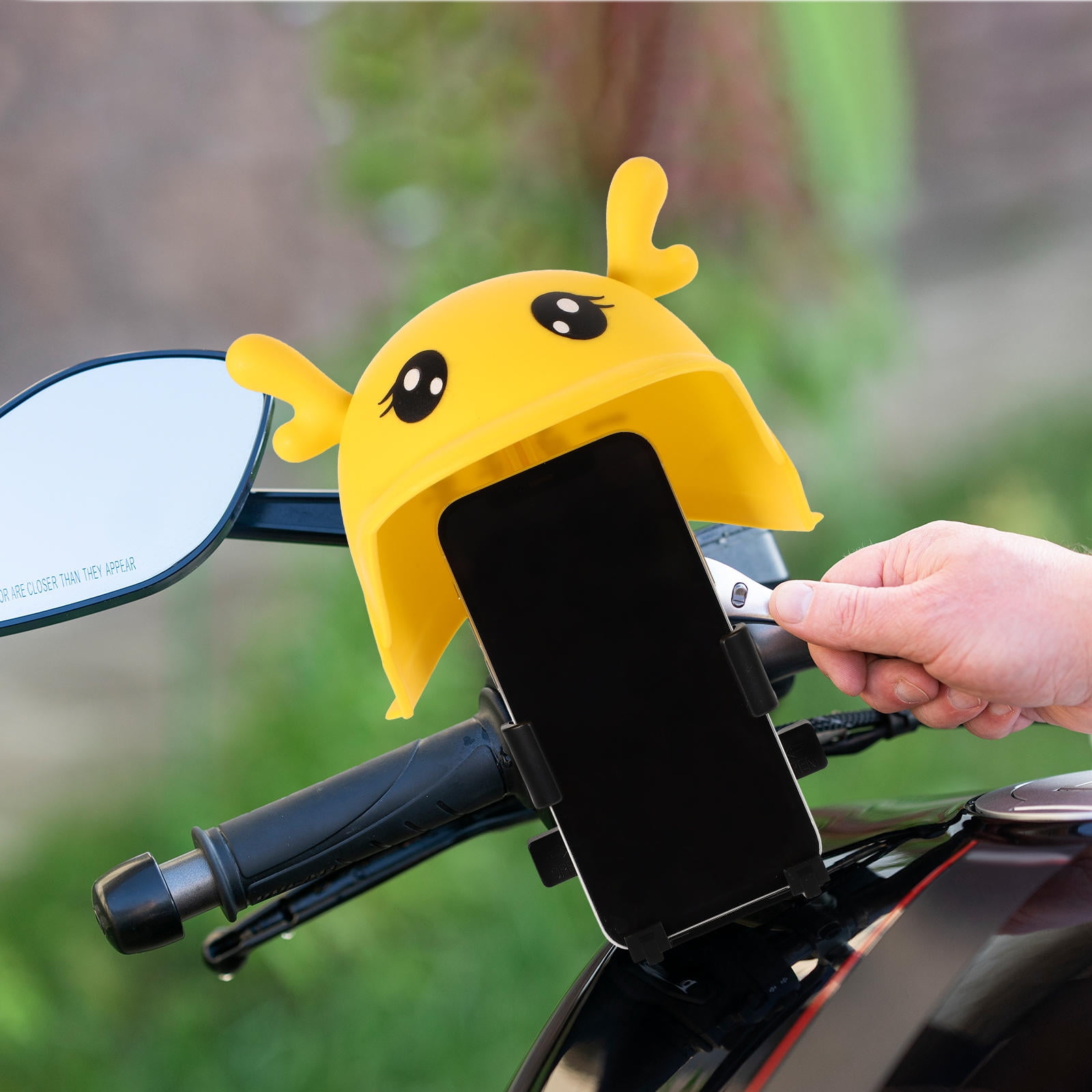 SWETRACE 1Pack Motorcycle Sunshade Mobile Phone Holder with Navigation for Scooter Yellow Resin