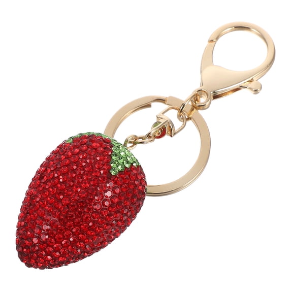 SWETRACE 1Pack Strawberry Keychain Red Zinc Alloy Rhinestone Charm For Bags And Car Keys
